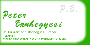 peter banhegyesi business card