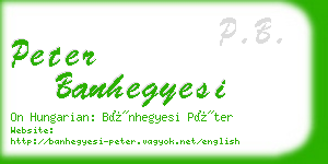 peter banhegyesi business card